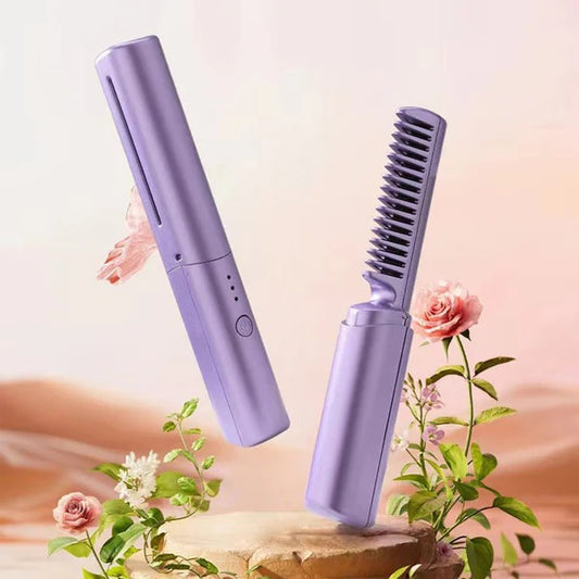 2-in-1 Hair Styling Brush - Straightener & Curler