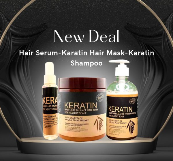 3-in-1 Keratin Hair Care Set - Mask, Shampoo & Serum